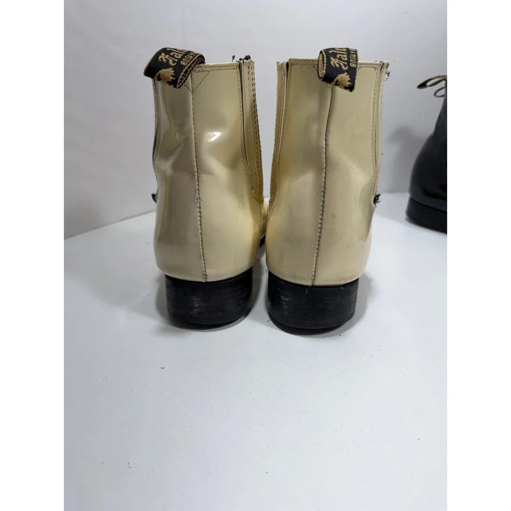 Falcon Bota Botin set 2 pairs Cream & black Patent Leather Chelsea Boots Mexico
